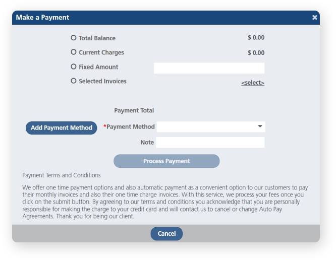 customer service portal screen