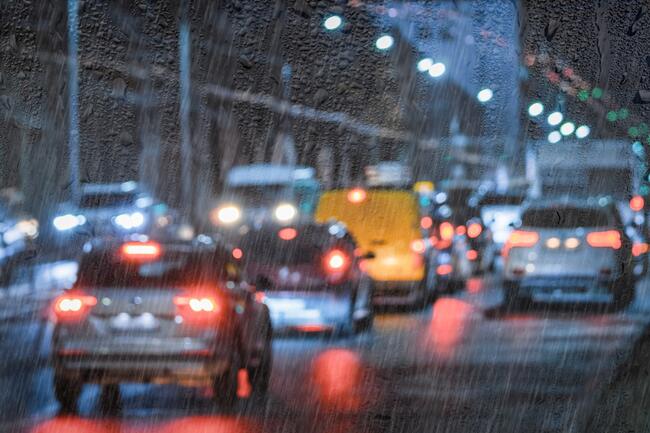 Cars In Rainy Traffic